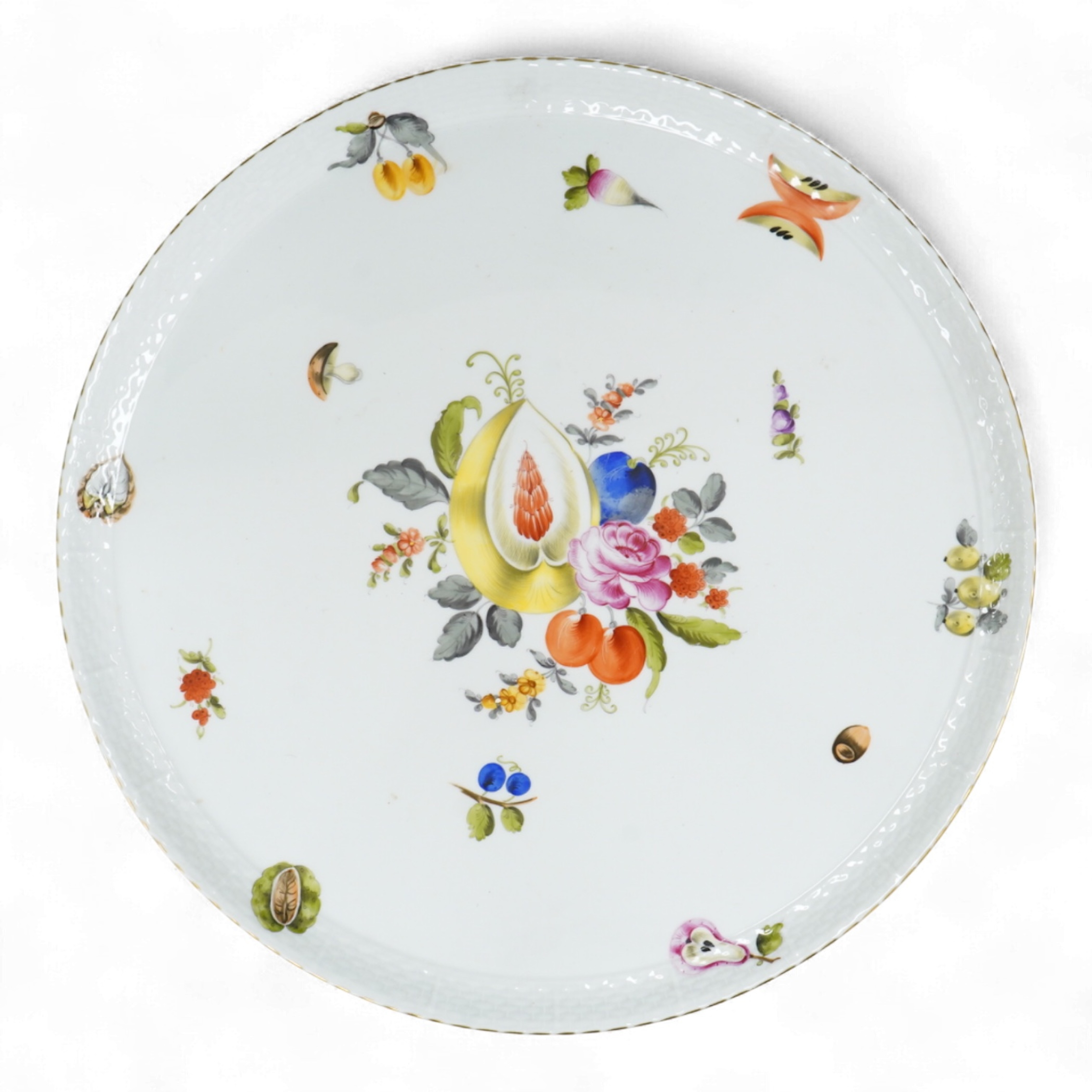 A Herend Fruits and Flowers platter, 37cm